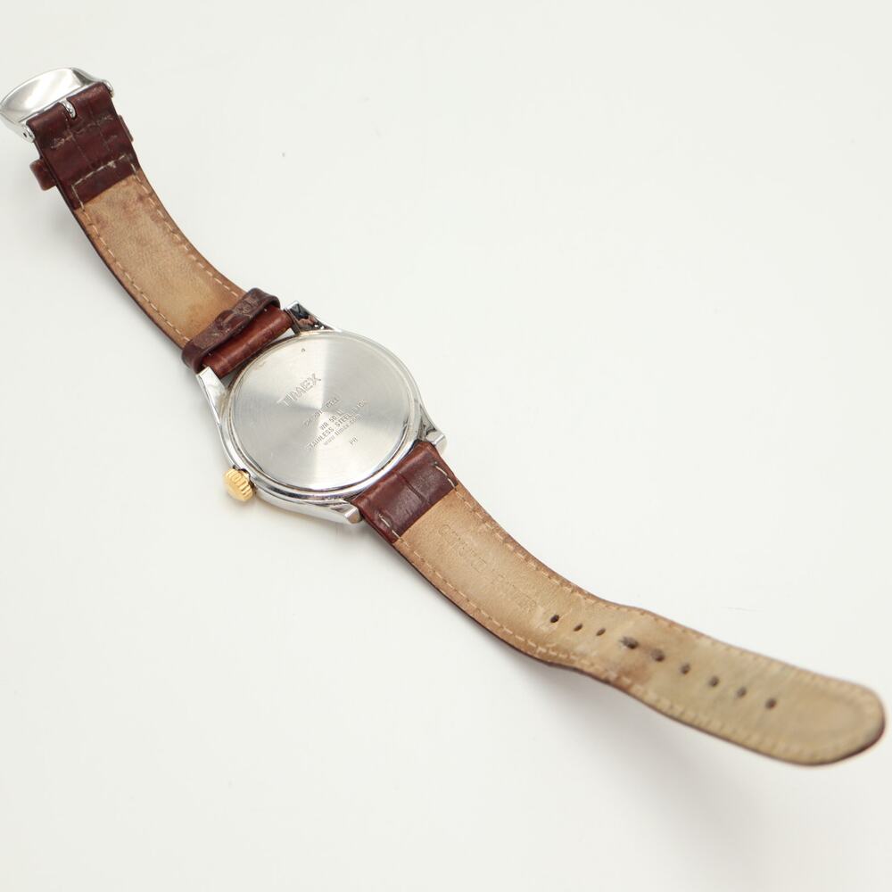 Timex Indiglo Mens 41mm Easy Read Gray Date Watch Brown Leather w New Battery - Picture 12 of 13